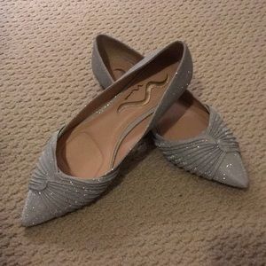 Nina Silver Metallic Pointed-Toe Flats